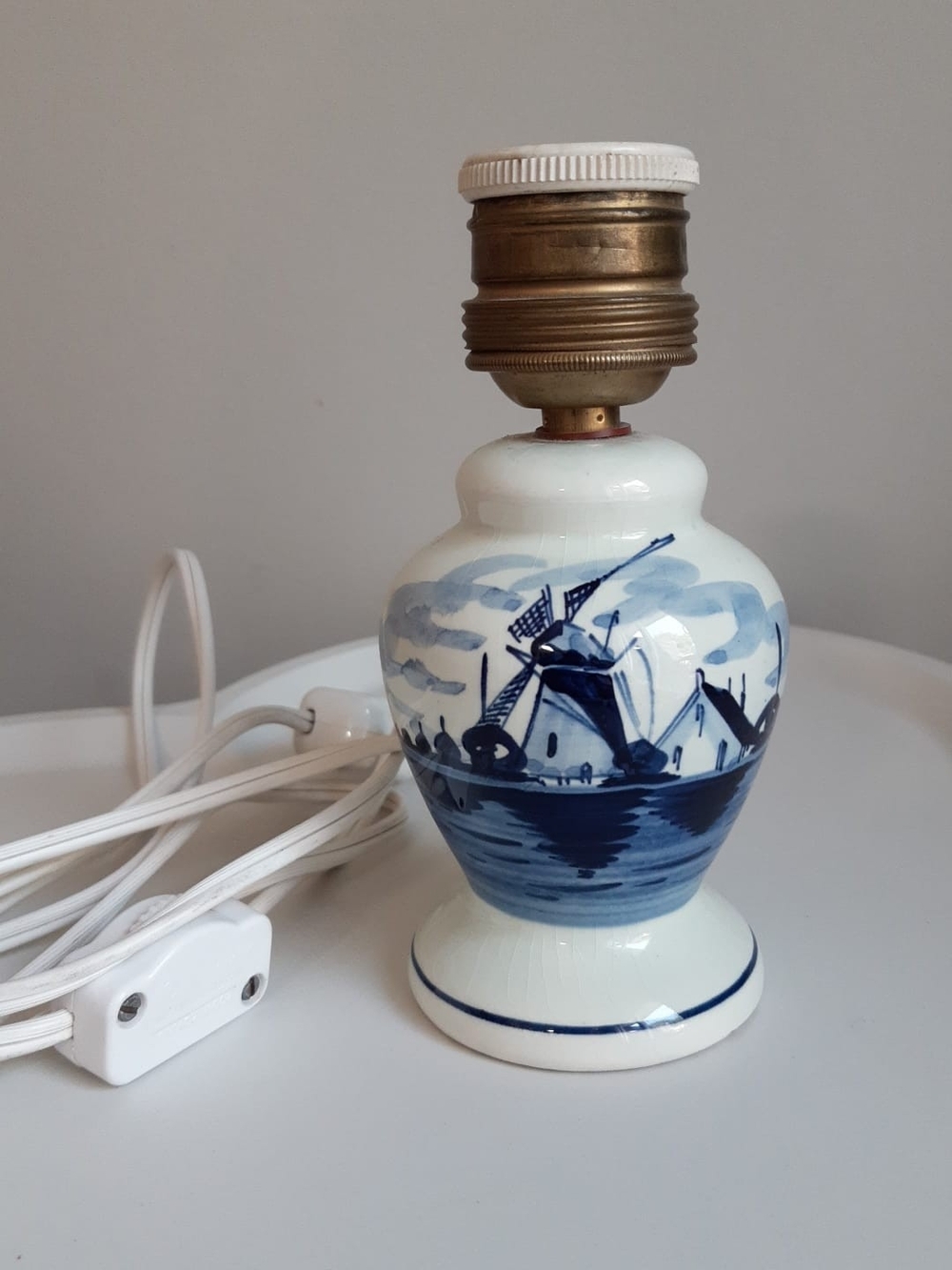Vintage Delft Blue Porcelain Lamp Base